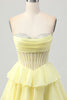 Load image into Gallery viewer, Sparkly Green Sweetheart Corset Ruffled Short Homecoming Dress with Beading