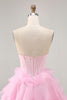 Load image into Gallery viewer, Sparkly Black Tiered Short Corset Homecoming Dress with Beading