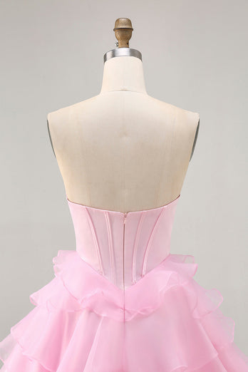Sparkly Black Tiered Short Corset Homecoming Dress with Beading