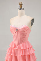 Load image into Gallery viewer, Sparkly Blush Corset Sweetheart Short Homecoming Dress with Ruffles