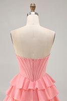 Load image into Gallery viewer, Sparkly Blush Corset Sweetheart Short Homecoming Dress with Ruffles