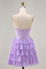 Load image into Gallery viewer, Sparkly Blush Corset Sweetheart Short Homecoming Dress with Ruffles