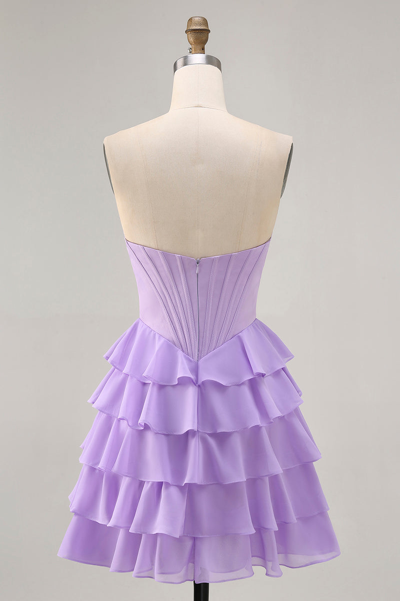 Load image into Gallery viewer, Sparkly Blush Corset Sweetheart Short Homecoming Dress with Ruffles
