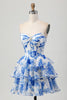 Load image into Gallery viewer, Sparkly Fuchsia Corset Short Floral Homecoming Dress with Rhinestones