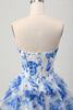 Load image into Gallery viewer, Sparkly Fuchsia Corset Short Floral Homecoming Dress with Rhinestones