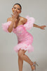 Load image into Gallery viewer, Sparkly Pink Detachable Puff Sleeves Sequins Short Tight Homecoming Dress