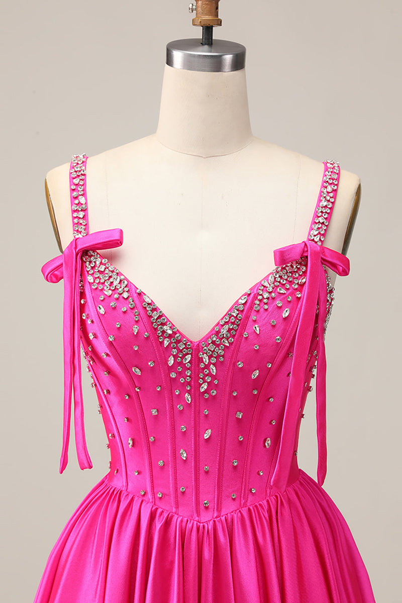 Load image into Gallery viewer, Sparkly Blue A Line Satin Short Corset Homecoming Dress