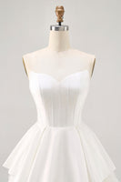 Load image into Gallery viewer, White Strapless Corset Short Tiered Homecoming Dress with Ruffles