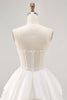 Load image into Gallery viewer, White Strapless Corset Short Tiered Homecoming Dress with Ruffles