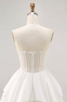 Load image into Gallery viewer, White Strapless Corset Short Tiered Homecoming Dress with Ruffles