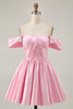 Load image into Gallery viewer, White Satin A Line Off the Shoulder Short Homecoming Dress