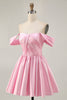 Load image into Gallery viewer, White Satin A Line Off the Shoulder Short Homecoming Dress