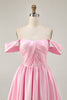 Load image into Gallery viewer, White Satin A Line Off the Shoulder Short Homecoming Dress