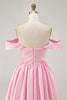 Load image into Gallery viewer, White Satin A Line Off the Shoulder Short Homecoming Dress