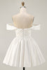 Load image into Gallery viewer, White Satin A Line Off the Shoulder Short Homecoming Dress