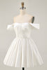 Load image into Gallery viewer, White Satin A Line Off the Shoulder Short Homecoming Dress