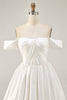 Load image into Gallery viewer, White Satin A Line Off the Shoulder Short Homecoming Dress