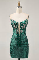 Load image into Gallery viewer, Sparkly Golden Ruched Short Tight Homecoming Dress with Beading