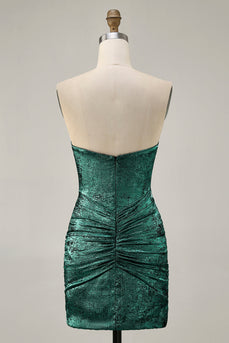 Sparkly Grey Green Metallic Tight Beaded Short Homecoming Dress