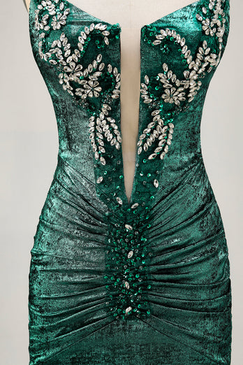 Sparkly Golden Ruched Short Tight Homecoming Dress with Beading