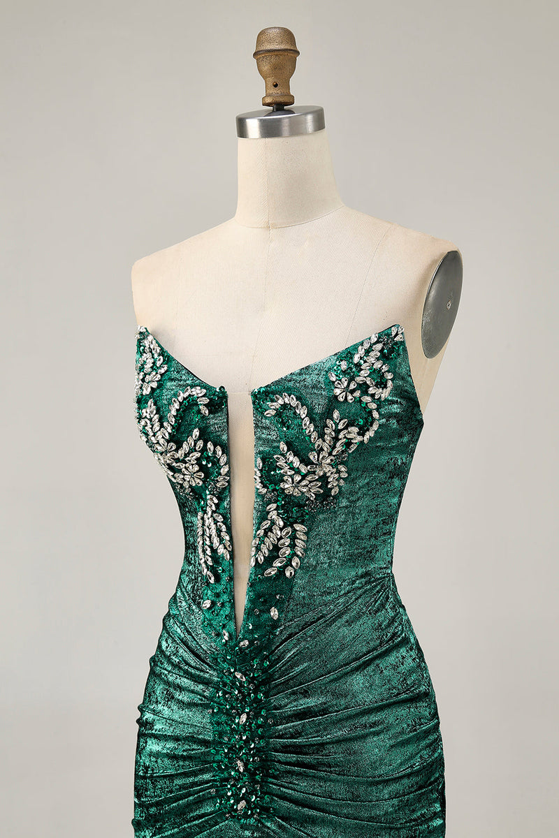 Load image into Gallery viewer, Sparkly Grey Green Metallic Tight Beaded Short Homecoming Dress
