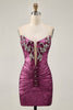 Load image into Gallery viewer, Sparkly Golden Ruched Short Tight Homecoming Dress with Beading