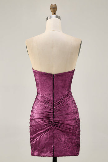 Sparkly Golden Ruched Short Tight Homecoming Dress with Beading