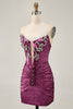 Load image into Gallery viewer, Sparkly Golden Ruched Short Tight Homecoming Dress with Beading