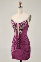 Load image into Gallery viewer, Sparkly Golden Ruched Short Tight Homecoming Dress with Beading