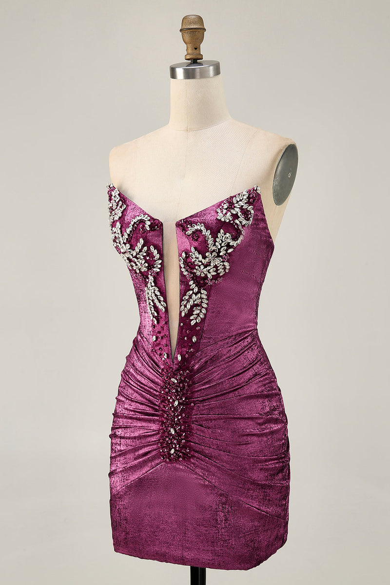 Load image into Gallery viewer, Sparkly Grey Green Metallic Tight Beaded Short Homecoming Dress