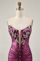 Load image into Gallery viewer, Sparkly Wine Tight Metallic Short Homecoming Dress with Beading