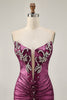 Load image into Gallery viewer, Sparkly Golden Ruched Short Tight Homecoming Dress with Beading