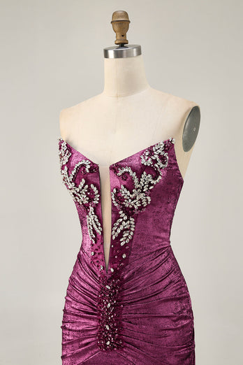 Sparkly Golden Ruched Short Tight Homecoming Dress with Beading