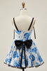 Load image into Gallery viewer, Floral White Fuchsia A Line Short Corset Homecoming Dress with Bows
