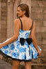 Load image into Gallery viewer, Floral White Fuchsia A Line Short Corset Homecoming Dress with Bows