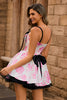 Load image into Gallery viewer, Floral White Fuchsia A Line Short Corset Homecoming Dress with Bows