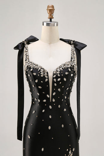 Black Sparkly Satin Tight Short Homecoming Dress with Rhinestones