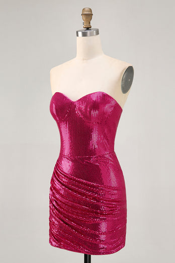 Sparkly Coffee Sweetheart Sequin Short Tight Homecoming Dress