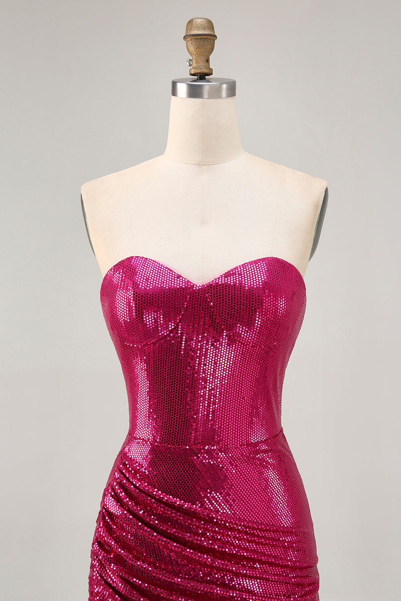 Load image into Gallery viewer, Sparkly Coffee Sweetheart Sequin Short Tight Homecoming Dress