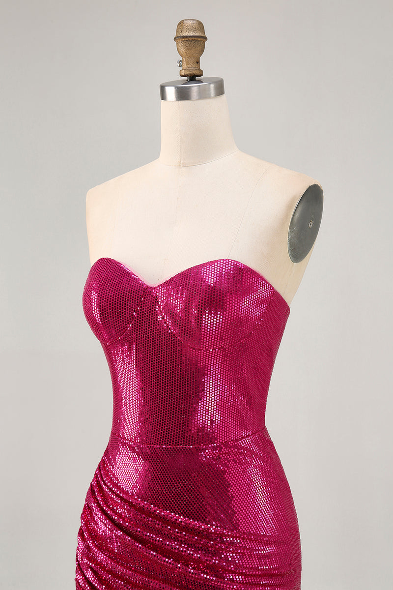 Load image into Gallery viewer, Sparkly Coffee Sweetheart Sequin Short Tight Homecoming Dress