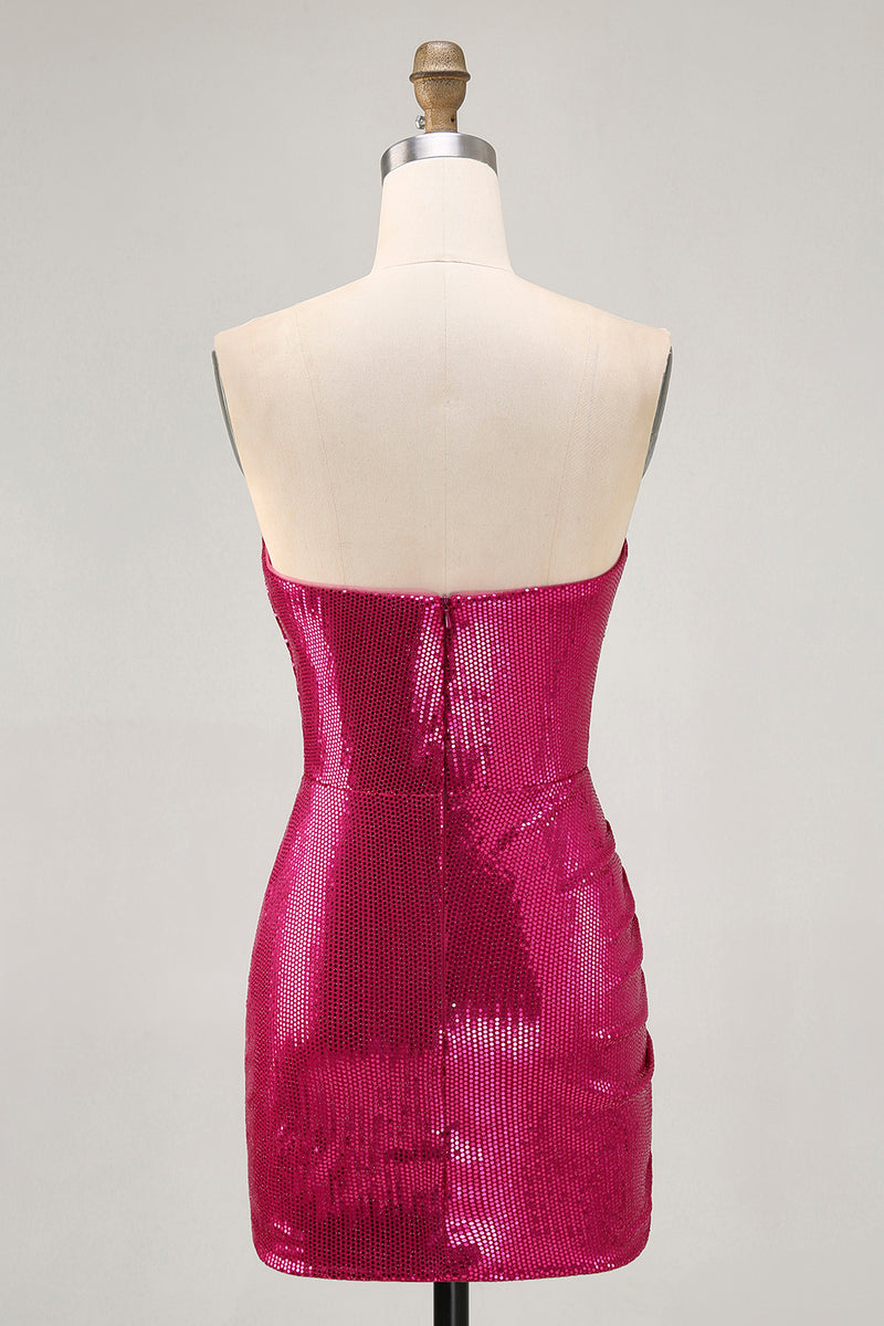 Load image into Gallery viewer, Sparkly Coffee Sweetheart Sequin Short Tight Homecoming Dress