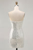 Load image into Gallery viewer, Sparkly Black Strapless Sequin Ruched Short Tight Homecoming Dress