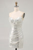 Load image into Gallery viewer, Sparkly Black Strapless Sequin Ruched Short Tight Homecoming Dress