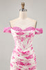 Load image into Gallery viewer, Floral White and Blue Corset Tight Short Homecoming Dress with Appliques