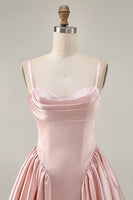 Load image into Gallery viewer, Sparkly Blush  A Line Satin Short Homecoming Dress with Beading