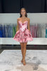 Load image into Gallery viewer, Floral A Line Tiered Sweetheart Short Corset Homecoming Dress