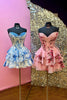 Load image into Gallery viewer, Floral A Line Tiered Sweetheart Short Corset Homecoming Dress