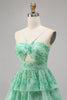 Load image into Gallery viewer, A Line Short White Blue Flower Tiered Homecoming Dress with Ruffles