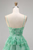 Load image into Gallery viewer, A Line Short White Blue Flower Tiered Homecoming Dress with Ruffles