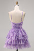 Load image into Gallery viewer, A Line Short White Blue Flower Tiered Homecoming Dress with Ruffles
